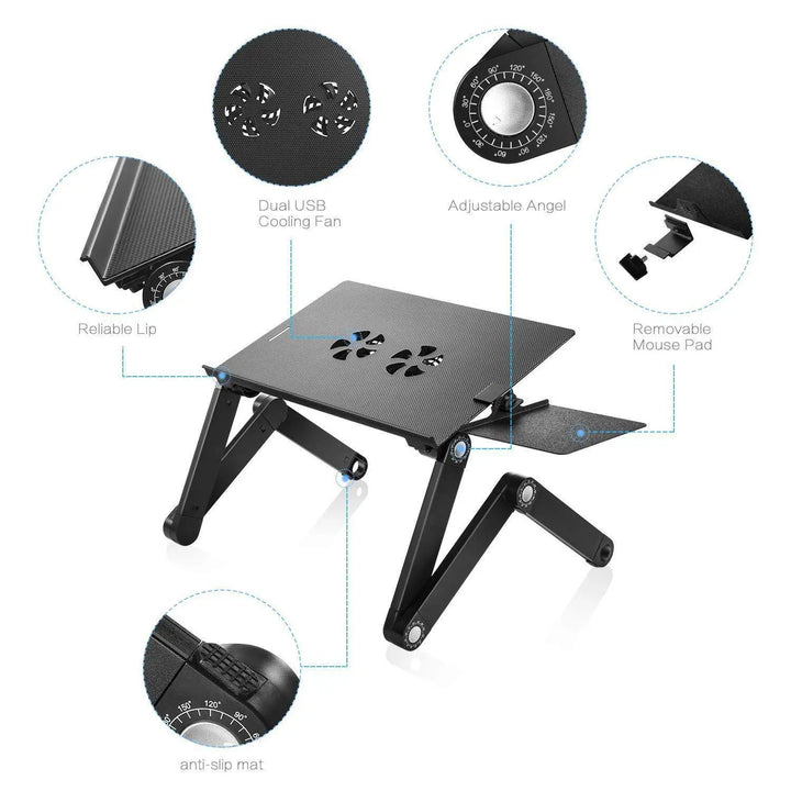 Folding Computer Desk Notebook Computer Stable With Double Fan My Store