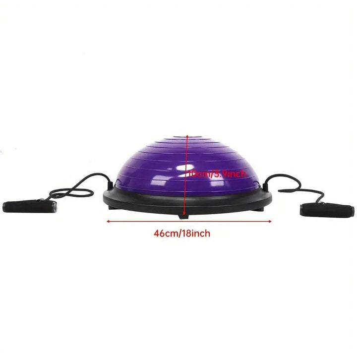 Balance Ball Gym Training Exercise Half Fitness with Pump & Band - Purple-4