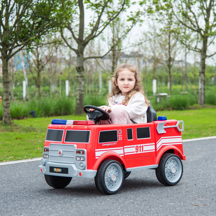 12V Freddo Fire Truck 1 Seater Ride on-1