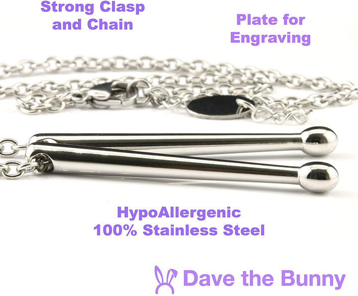 Drummer Necklace and Keychain | 100% Stainless Steel Drummer Gifts for Men a Great Drumline Necklace and Drum Major Charm makes Great Drummer Jewelry for Men and Women or Percussion Necklace for Men-4