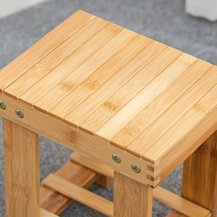 Bamboo Children's Small Stool - Square Shape, 25cm High-2