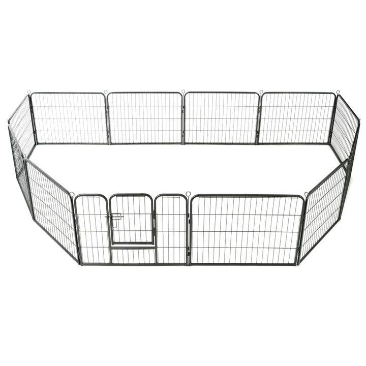 vidaXL Dog Playpen 12 Panels Steel 31.5"x23.6" Black VidaXL