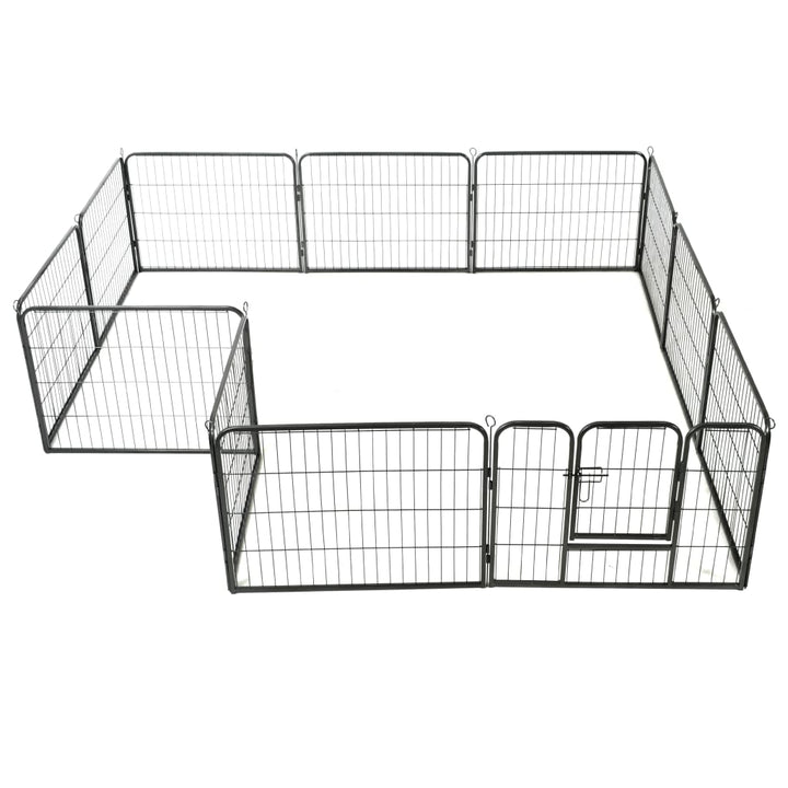 vidaXL Dog Playpen 12 Panels Steel 31.5"x23.6" Black VidaXL