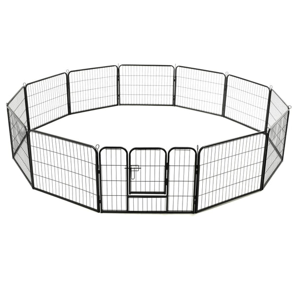 vidaXL Dog Playpen 12 Panels Steel 31.5"x23.6" Black VidaXL