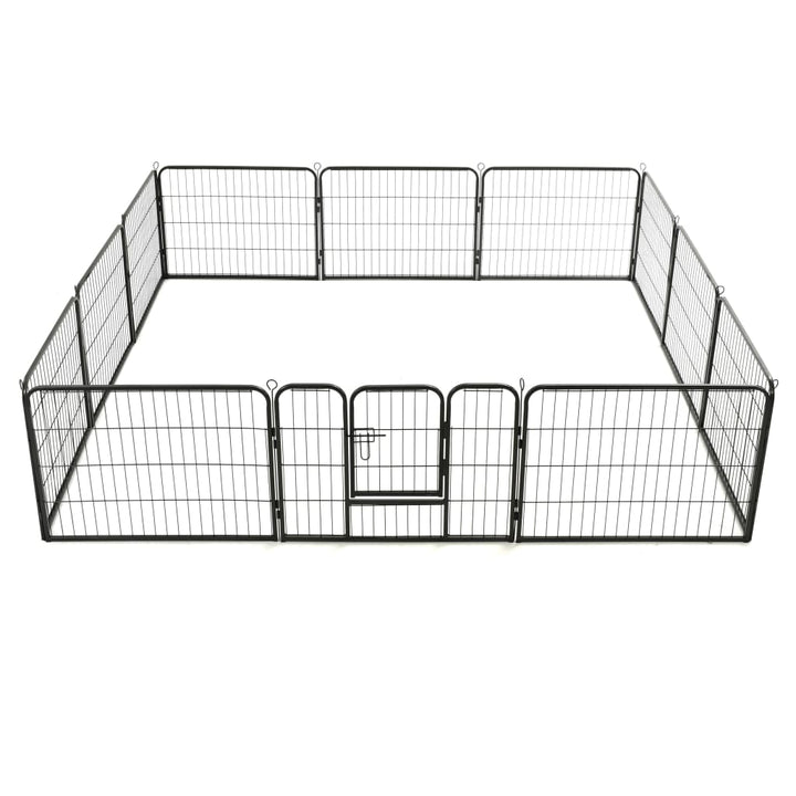 vidaXL Dog Playpen 12 Panels Steel 31.5"x23.6" Black VidaXL