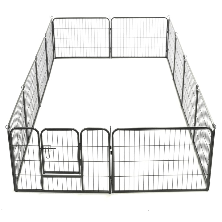 vidaXL Dog Playpen 12 Panels Steel 31.5"x23.6" Black VidaXL