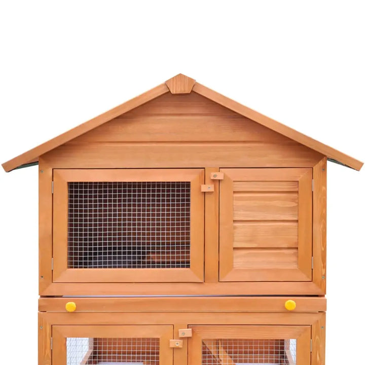 vidaXL Outdoor Rabbit Hutch Small Animal House Pet Cage 3 Layers Wood VidaXL