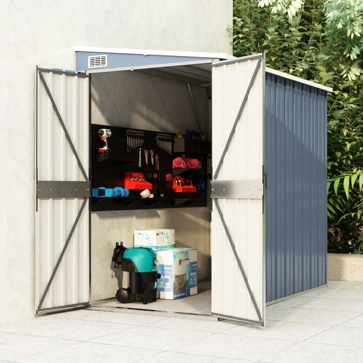 vidaXL Storage Shed Wall-mounted Garden Shed for Backyard Galvanized Steel VidaXL