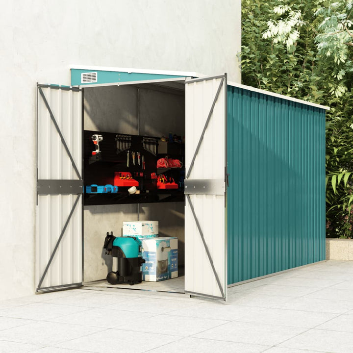 vidaXL Storage Shed Wall-mounted Garden Shed for Backyard Galvanized Steel VidaXL