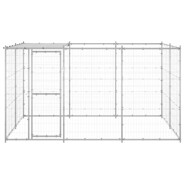 vidaXL Outdoor Dog Kennel Galvanized Steel with Roof 78.1 ft² VidaXL