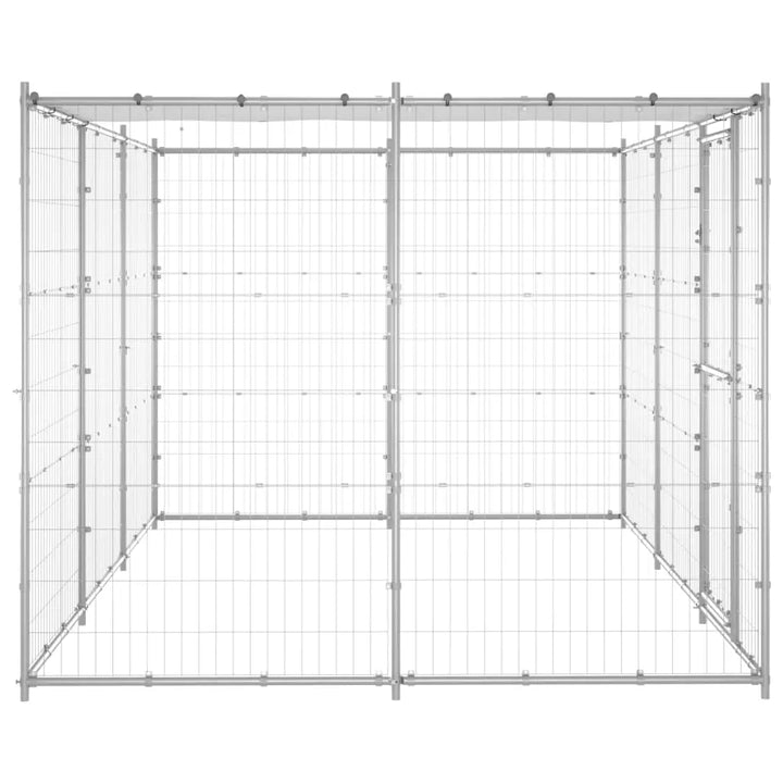 vidaXL Outdoor Dog Kennel Galvanized Steel with Roof 78.1 ft² VidaXL