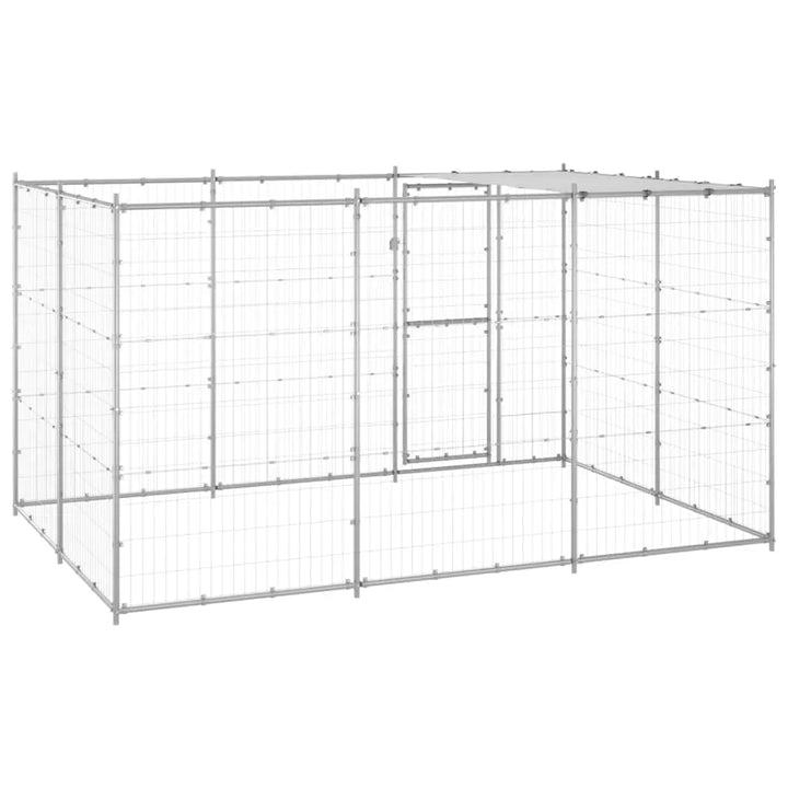 vidaXL Outdoor Dog Kennel Galvanized Steel with Roof 78.1 ft² VidaXL