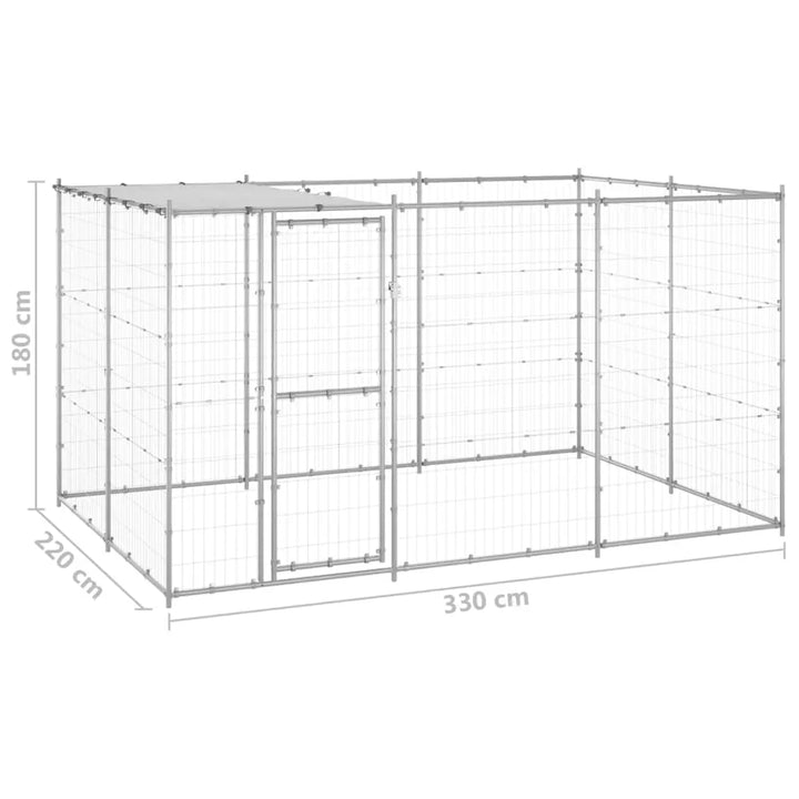 vidaXL Outdoor Dog Kennel Galvanized Steel with Roof 78.1 ft² VidaXL
