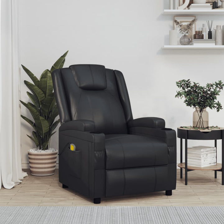 vidaXL Massage Chair Black Faux Leather VidaXL
