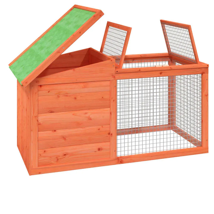 vidaXL Rabbit Hutch Brown 39.6"x21.3"x21.7" Solid Wood Pine VidaXL