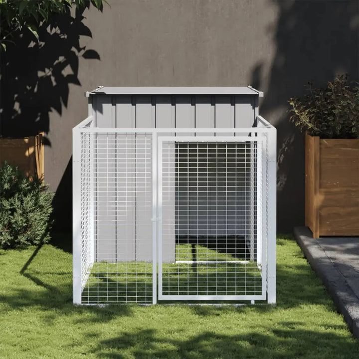 vidaXL Dog House with Run Outdoor Dog Kennel Cage Shelter Galvanized Steel VidaXL