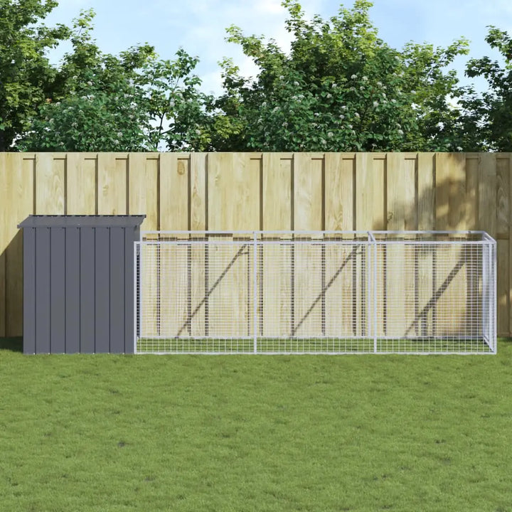 vidaXL Dog House with Run Outdoor Dog Kennel Cage Shelter Galvanized Steel VidaXL