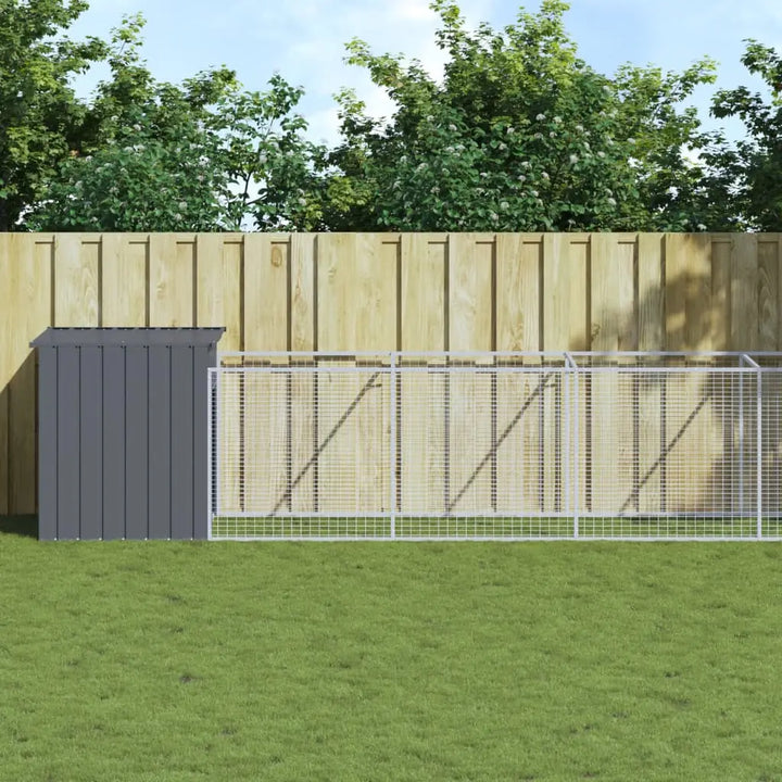 vidaXL Dog House with Run Outdoor Dog Kennel Cage Shelter Galvanized Steel VidaXL
