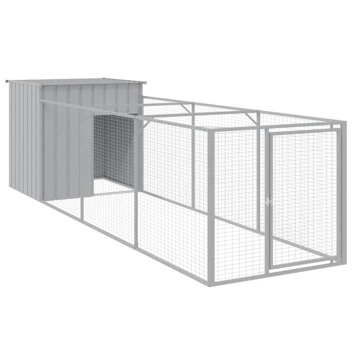 vidaXL Dog House with Run Outdoor Dog Kennel Cage Shelter Galvanized Steel VidaXL