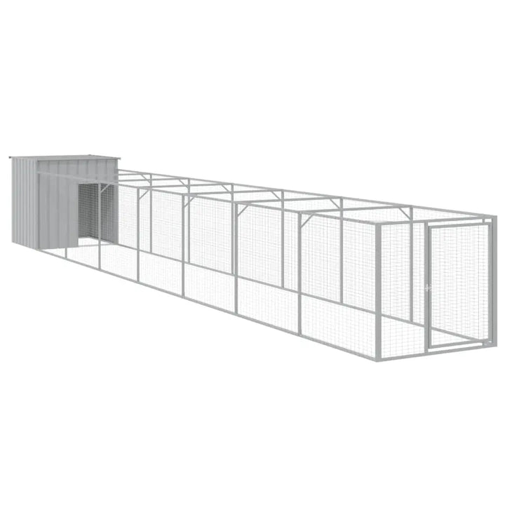 vidaXL Dog House with Run Outdoor Dog Kennel Cage Shelter Galvanized Steel VidaXL