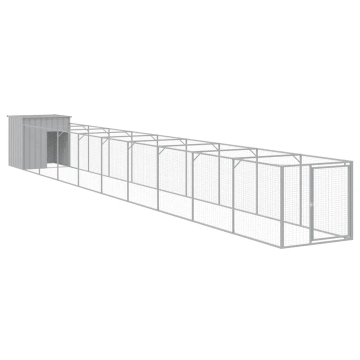 vidaXL Dog House with Run Outdoor Dog Kennel Cage Shelter Galvanized Steel VidaXL