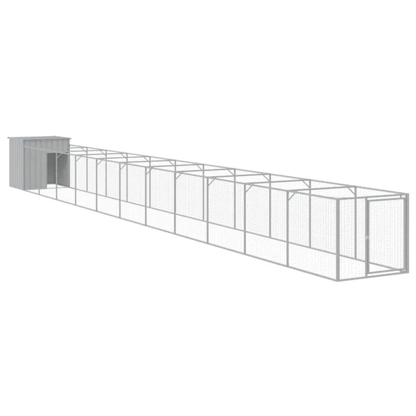 vidaXL Dog House with Run Outdoor Dog Kennel Cage Shelter Galvanized Steel VidaXL