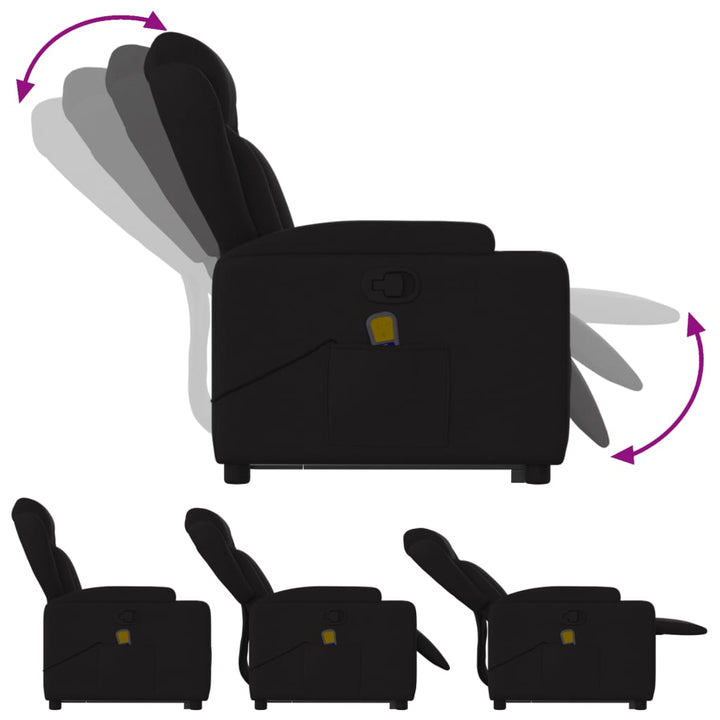 vidaXL Stand up Massage Recliner Chair Black Fabric VidaXL