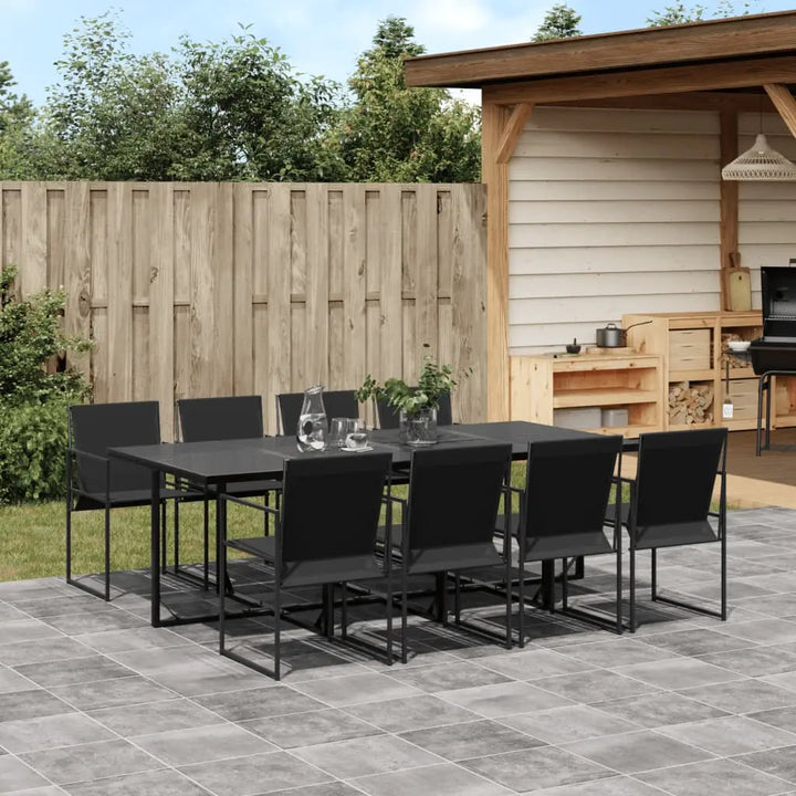 vidaXL Patio Dining Set Table and Chair Garden Outdoor Furniture Black Textilene-6