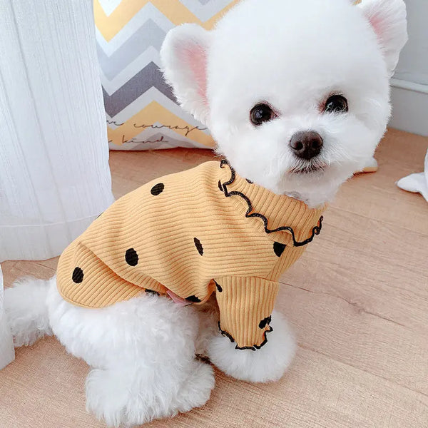 Dot turtleneck dog bottoming shirt My Store
