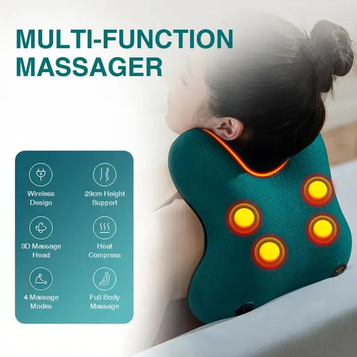 Cordless Shiatsu Back Massager with Heat - Green-4