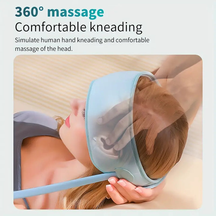 360° Relaxing Electric Scalp Massager with Heat & Knead(Blue)-4