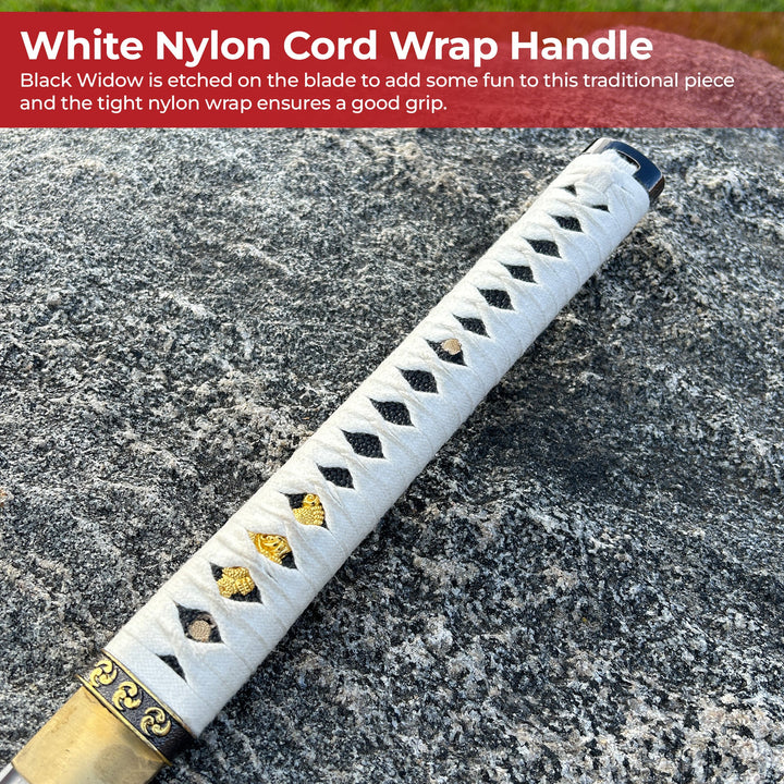 Black Widow Web Weaver Handmade Katana White-4