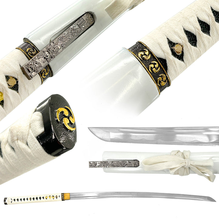 Black Widow Web Weaver Handmade Katana White-0