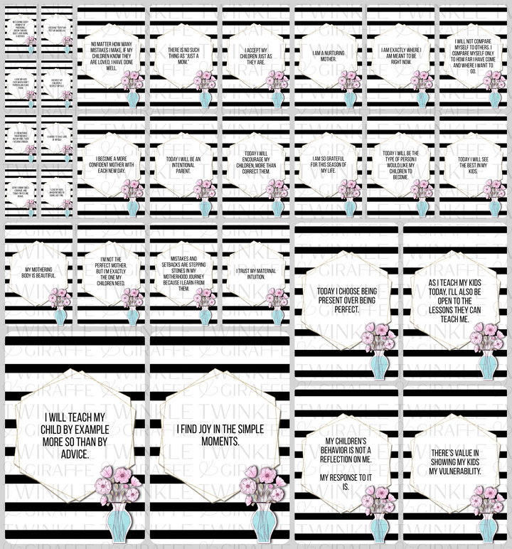 Motherhood B&W Affirmation Cards - Set of 30-2