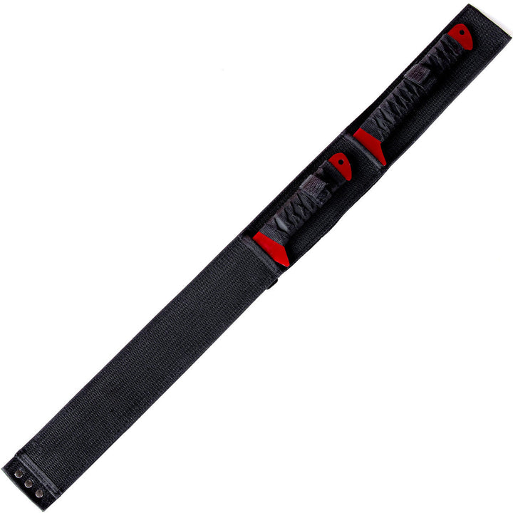 Blood Moon Dual Ninjato Short Sword Set Full Tang Red Cyberpunk Swords-4