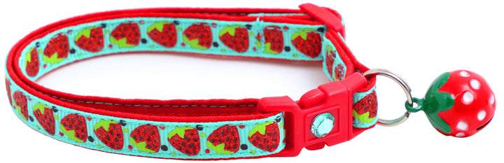 Strawberries Breakaway Cat Collar Pugs2Persians