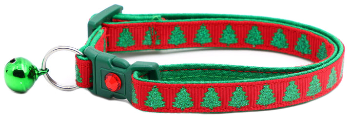 Glittering Christmas Trees Breakaway Cat Collar Pugs2Persians