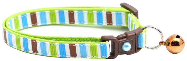 Green, Brown, and Blue Stripes Cat Collar Pugs2Persians