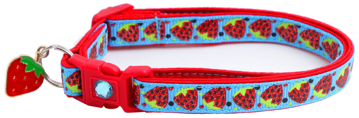 Strawberries Breakaway Cat Collar Pugs2Persians