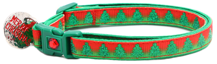 Glittering Christmas Trees Breakaway Cat Collar Pugs2Persians