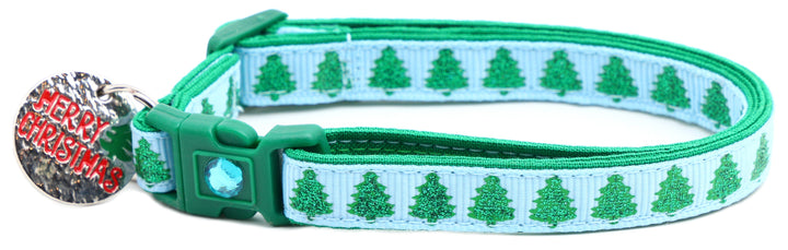 Glittering Christmas Trees Breakaway Cat Collar Pugs2Persians