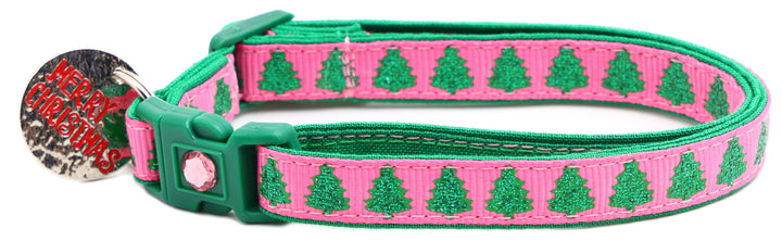 Glittering Christmas Trees Breakaway Cat Collar Pugs2Persians
