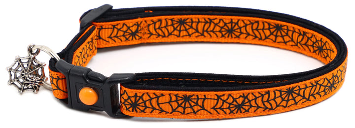 Black Spiderwebs on Orange Cat Collar Pugs2Persians