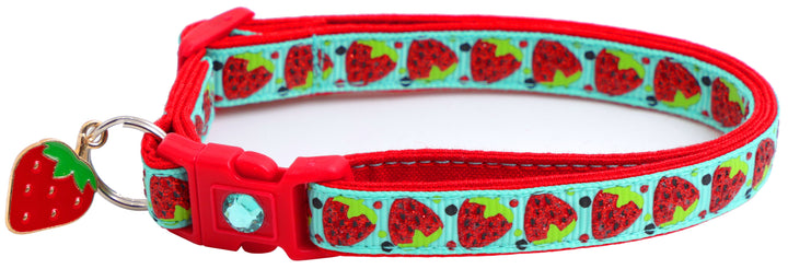Strawberries Breakaway Cat Collar Pugs2Persians