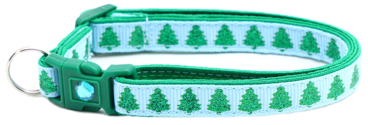 Glittering Christmas Trees Breakaway Cat Collar Pugs2Persians
