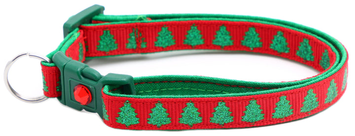 Glittering Christmas Trees Breakaway Cat Collar Pugs2Persians