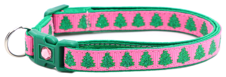 Glittering Christmas Trees Breakaway Cat Collar Pugs2Persians