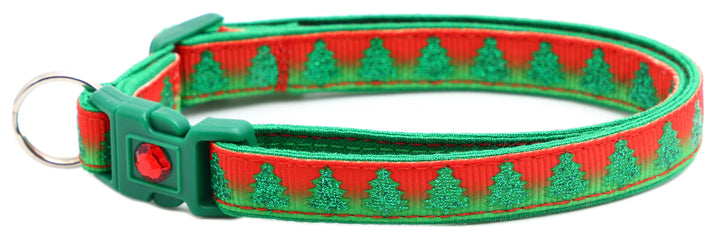 Glittering Christmas Trees Breakaway Cat Collar Pugs2Persians
