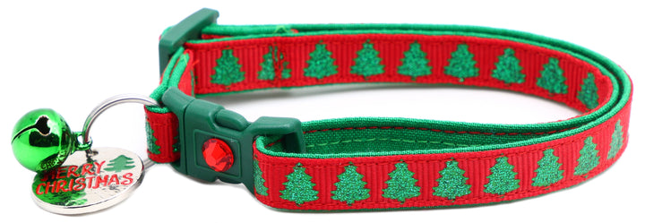 Glittering Christmas Trees Breakaway Cat Collar Pugs2Persians