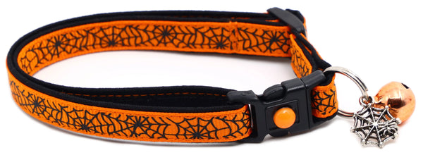 Black Spiderwebs on Orange Cat Collar Pugs2Persians